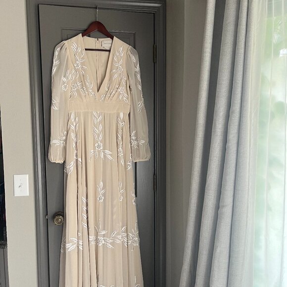 BHLDN Dresses & Skirts - BHLDN Belize Embroidered A-Line Long-Sleeve V-Neck Gown